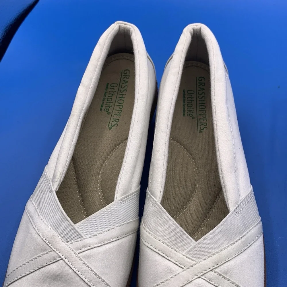Grasshoppers Misty Wedge Shoes White Cork Heel Women's Size 9.5